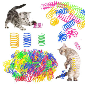 4/48Pcs Cat Spring Toy Cat Spiral Toys Interactive for Indoor Colorful Cats Plastic Springs Coil Pets Relieve Boredom Toys