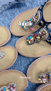 HELIVA ADELA Sandal Wedges Santai Wanita Aksen Etnik Manik Sol 6cm HV0713-23