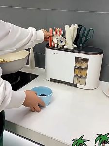Multi-functional kitchen shelf supplies household seasoning storage shelf seasoning box chopsticks knife holder