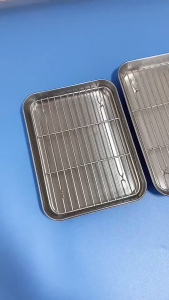 Stainless Steel Rectangule Tray with Baking Rack Serving Tray Food Tray Metal Tray Cooling Tray with Rack