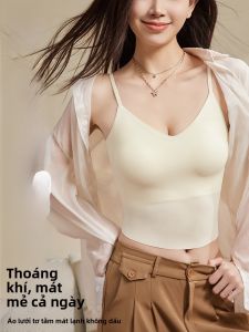 MiiOW | Áo ba lỗ Ice Silk ngắn hở lưng thoáng khí mát mẻ không đường may cho nữ mùa hè Áo ba lỗ hở bụng ngắn có đệm ngực