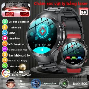 Đồng Hồ Thông Minh Trị Liệu Laser ECG+PPG Mới Năm 2025 Dành Cho Nam & Nữ Với Kính Sapphire Theo Dõi Sức Khỏe Nhịp Tim Lipid Máu Axit Uric