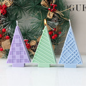 26 Styles Simple Christmas Tree Silicone Candle Mold Embossed Snowflakes Pattern Pillar DIY Aroma Candle Plaster Mold Xmas Decor