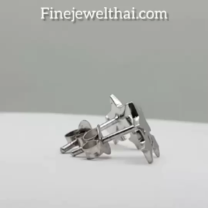 Finejewelthai-ต่างหูรูปดาว-เงินแท้925-ชุบทองคำขาว-E107400