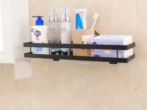 Cure ชั้นวางของในห้องน้ำ ม่ต้องเจาะผนัง สแตนเลส ชั้นวางของ ไม่ต้องเจาะผนัง ที่วางของเข้ามุมสามเเหลียม ชั้นวางของในห้องน้ำชั้นวางของติดผนังเข้มามุ