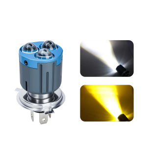 1 Máy Tính H4 BA20D LED Đèn Pha Xe Máy Bóng Đèn 2 Màu Trắng Vàng 6000K Vỏ Nhôm 12V 3 Mắt Đèn Thay Thế