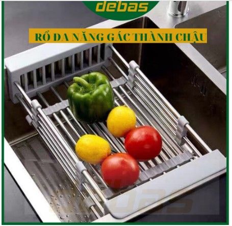 Rổ gác bồn rửa chén bát inox 304 khay đa năng để chậu rửa rổ kệ inox đa ...