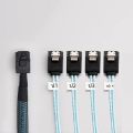 Mini SAS HD 12G SFF8643 ถึง 4 SATA ภายในสาย SFF 8643 เมนบอร์ดคอนโทรลเลอร์ 4 SATA Hard Drive Server Cable. 