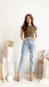 Celana Boyfriend Jeans Sobek Lapis - Celana Boyfriend Ripped Snow Acid LM - Celana Sobek Wanita