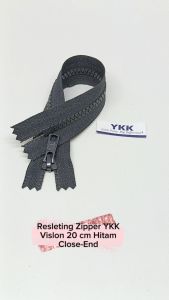 Resleting Zipper YKK Vislon 20 cm Atau 8 inch Hitam Model Set Close - End Harga Per Biji