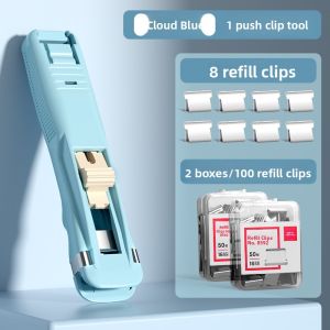 De Li | Student Exam Organizer Binder Clip Stapler Exam Binding Paper Fixation Document Folder Metal Push Clip Receipt Clip Strong Iron Clip Organizer
