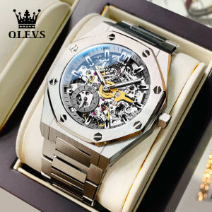 OLEVS | Automatic Square Skeleton Night Light Mens Watch