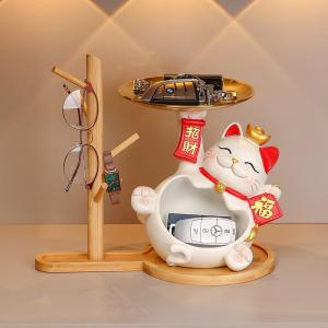 Aesthetic Fortune Cat Key Storage Figurine