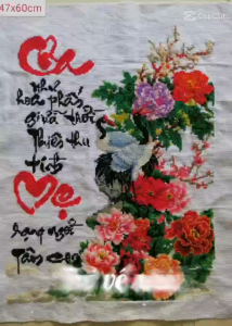 Thành phẩm tranh thêu chữ thập Cha mẹ TPCT04