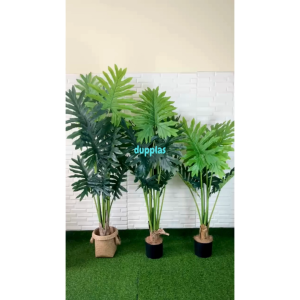 Pohon Artificial Tanaman Hias Daun Jari Jari Variasi Tinggi T120 T140 T160 Cover Pot Purun Handle Dekorasi Sudut Ruangan Kantor