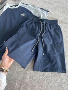 Quick Dry Ice Silk Mens Shorts Summer Thin Casual Side Slit Sports Outdoor Five-Quarter Length Youth Active Solid Color