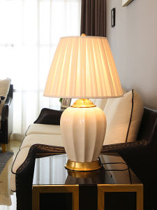 American Style Luxury Full Copper Ceramic Lampshade Bedroom Living Room Home Simple Modern Chinese Warm Decoration Bedside Lamp