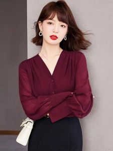 Elegant Loose plus Size Womens Shirt Long Sleeve Autumn New Fashion High End Versatile Top Slimming Chiffon Blouse