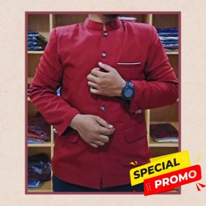 Jas Koko Jasko Mandarin Warna Merah Cabe Terbaru