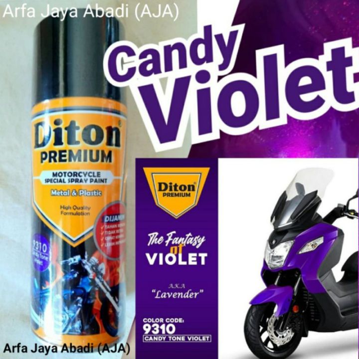 Pilok Pilox Pylox Diton Premium Candy Tone Ungu Violet 9310 Cat Semprot Candy Ungu Violet Cat Warna Transparan 400 Ml cc Tahan Bensin