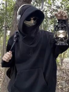 Autumn Winter Thickened Fleece Hoodie High Collar Men Women Hooded Sweatshirt Nerd Geeking out T-Shirt Street Style Casual Wear