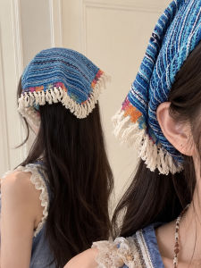 hellocandy | Ethnic Style Colorful Lace Crochet Triangle Scarf with Fringe Multi-use 2-Way Accessory