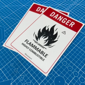 Danger Flammable Highly Combustible. Premium Sticker. Warning. Sign Label Notice Signage. Laminated Waterproof Scratch Resistant. Suitable for Indoor and Outdoor.