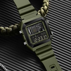 SANDA 6216 กีฬานักเรียนนาฬิกาอิเล็กทรอนิกส์นาฬิกาปลุกมัลติฟังก์ชั่กันน้ํากันกระแทกส่องสว่างปฏิทินนาฬิกาลําลองผู้ชาย