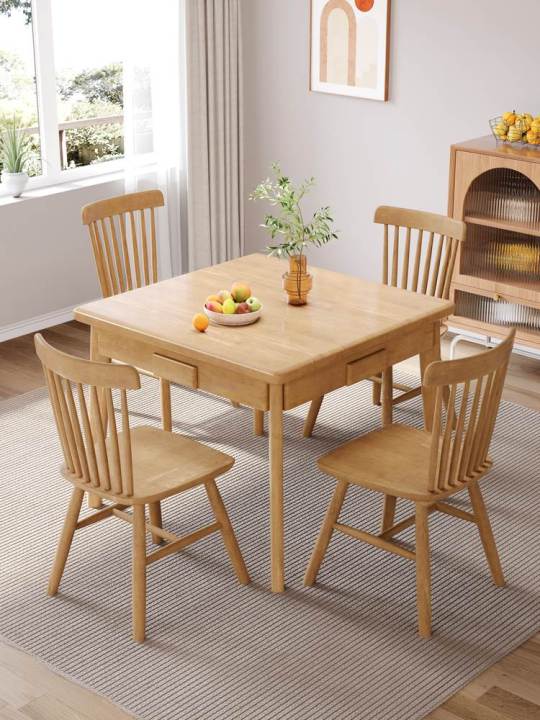Hong Kong Solid Wood Dining Table with Drawer Square Flip Facial Tissue