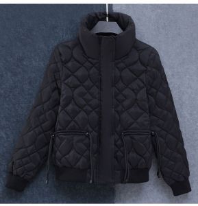 ผู้หญิง สั้น หนาขึ้น บุขนเป็ดผ้าฝ้าย เสื้อแจ็คเก็ต ผ้าควิลท์ อุ่น ทันสมัย ฤดูหนาว แจ๊กเก็ต สไตล์เกาหลี ซิป ปิดแขนยาว