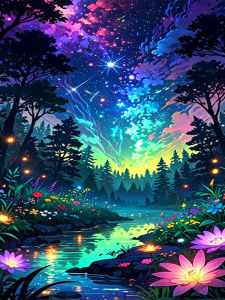 Huacan Full Square Round Drill Diamond Painting Starry Sky Diamond Mosaic Landscape Flower Set Home Decoration