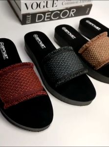 Sandal Flat Wanita Dewasa Selop Rajut Turki Motif SRBT Terbaru