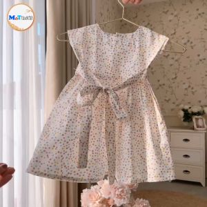 VÁY BÉ GÁI SÁT NÁCH CHẤM BI NƠ EO - MT5296