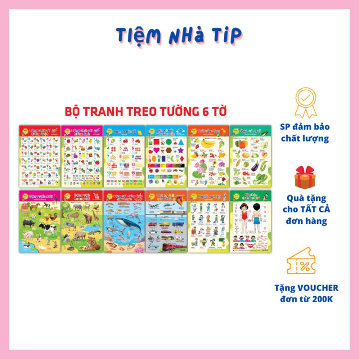 Bộ Tranh Treo Tường 14 Chủ Đề Song Ngữ 6 Tờ (Quét Mã QR Để Nghe Phát Âm ...
