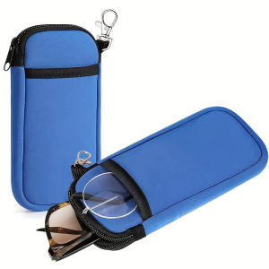 Portable Zipper Soft Glasses Case With Carabiner Sunglasses Case Zipper Eyeglass Pouch Glasses Protective Shell Bag 2 Style