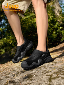 Jeep | Jeep Mens Outdoor Hiking Shoes Lightweight Breathable Slip-On Mountain Climbing Shoes Durable Anti-Slip Casual Leisure Shoes