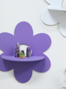 Wooden Flower-Shaped Wall Shelves - Cute Nursery Decor Shelf Floating Display Stand for Kids Room Wall-Mounted Storage Rack