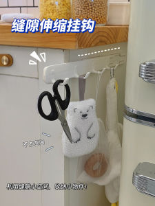 Gap Hook Retractable Punch-Free Wall Hanging Kitchen Rack Dormitory Pull-out Rack Plastic Four-Row Sticky Hook