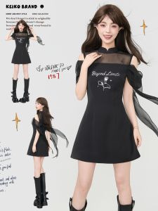 KEIKO | Đầm Dài Không Tay Màu Đen Bán Trong Suốt