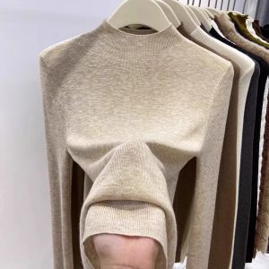 Fashionable Elegant Fall French Design Half-Turtleneck Sleeve Long Sweater