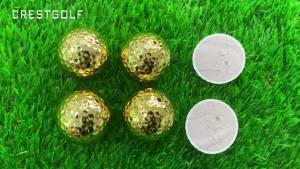 CRESTGOLF 6 Pcs Two Layer Golden Golf Balls Golf Practice Balls Training Two Pieces Balls As Gift