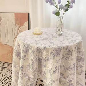 French Vintage Lace Tablecloth round Table Edging Hollow out Coffee Table Cloth Dust Cover Cloth Luxury Sensation Cotton Linen