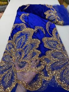 Royal African Velvet Bead Lace Fabrics 2026 High Quality Women Party Women Embroidery Nigerian French Lace Materials For Wedding