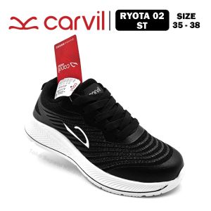 Sepatu Sekolah Anak SD SMP Remaja Laki Laki/Perempuan – CARVIL – RYOTA 02 ST – Size 35-38 – Sneakers – Sport – Tali Black White