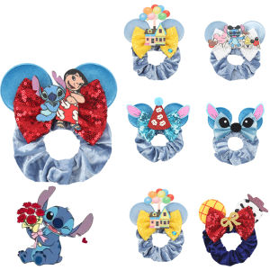 Herocross | 2026 Cute Stitch Mouse Ears Hair Scrunchies For Girls Women Elastic Ponytail Holder Headwear Kids Disney Ears Hair Accessories