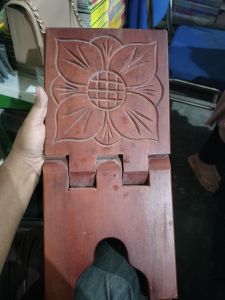 dampar lipat rekal meja al quran 100 % kayu motif bunga