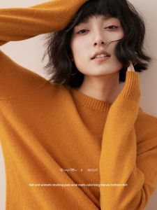 YINGMEI | 100% Pure Wool Sweater Orange Womens Style