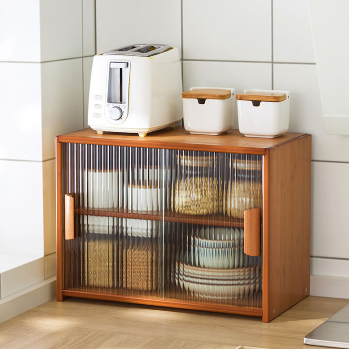 Japanese Style Sideboard Countertop Glass Cupboard Storage