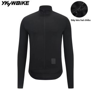 YKYWBIKE Áo Khoác Đi Xe Đạp Chống Nước Cho Nam Màu Đỏ Áo Khoác Chống Gió Đi Xe Đạp MTB Xe Đạp Đường Trường Xe Đạp Giữ Nhiệt Thoáng Khí Chống Nhăn Cổ Chữ O Polyester