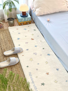 Long Rectangle Bedside Rug Star Simple Home Use Room Bedroom Carpet Window Balcony Floor Mat Ins Style Abstract Digital Print